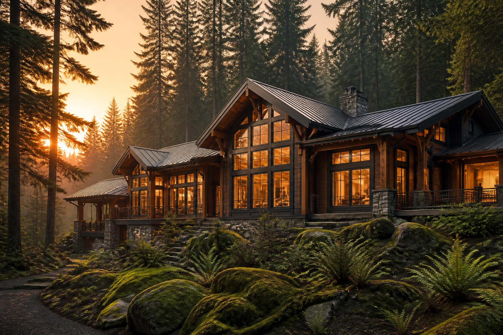 Custom Pacific Northwest cedar home built by Forthright Contracting